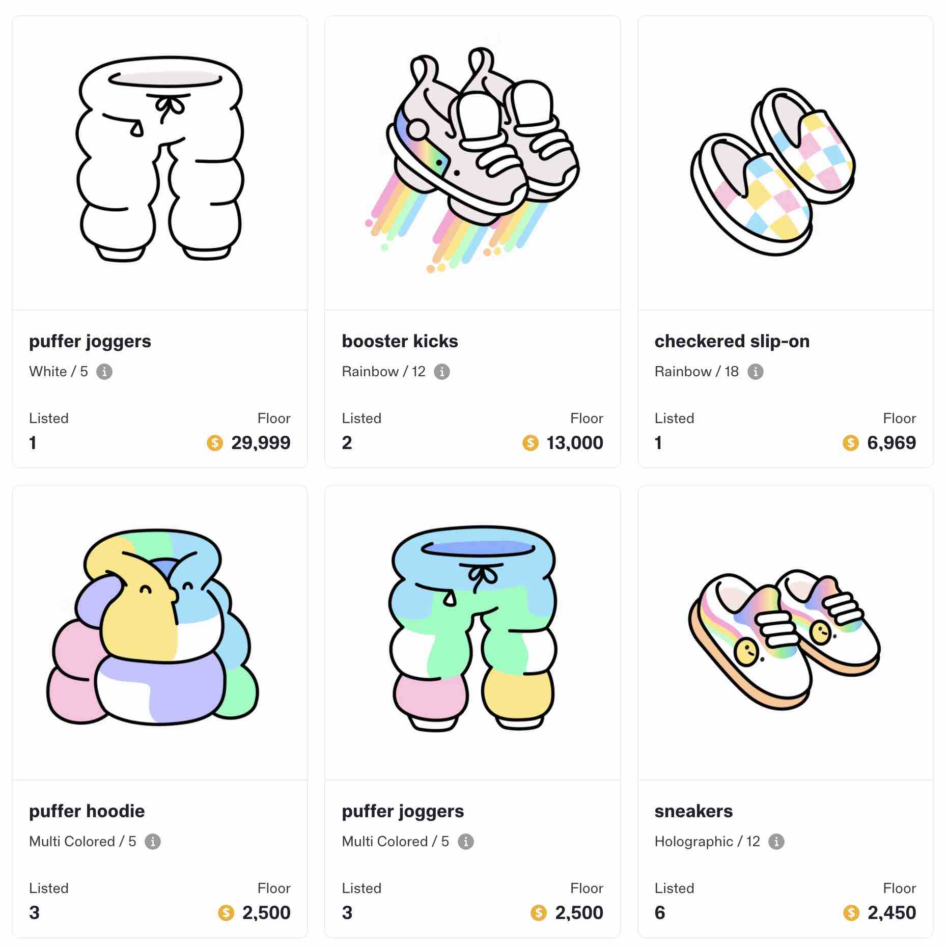 Doodles2のカラフルな服や靴