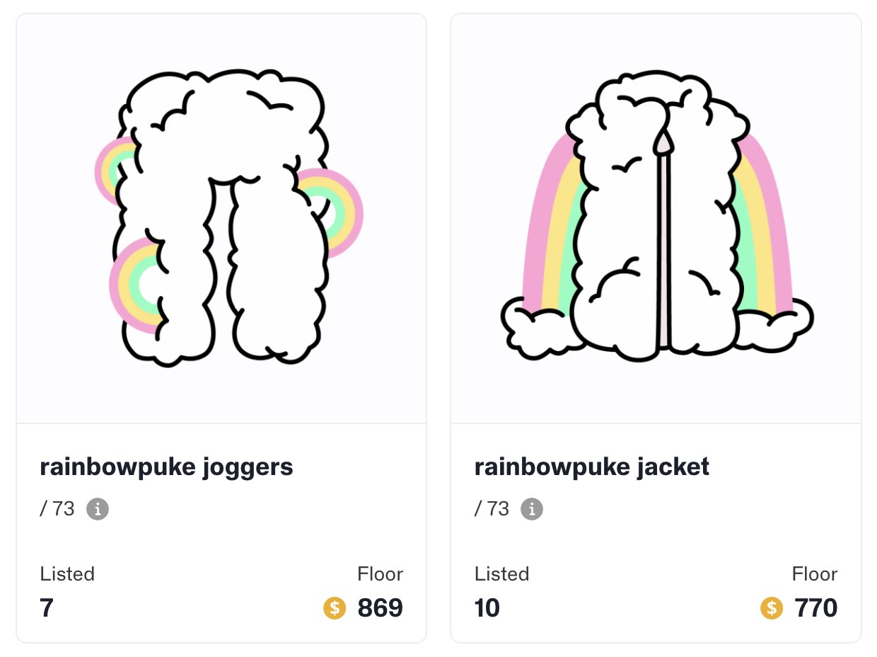 Doodles2の特徴的なレインボーの服